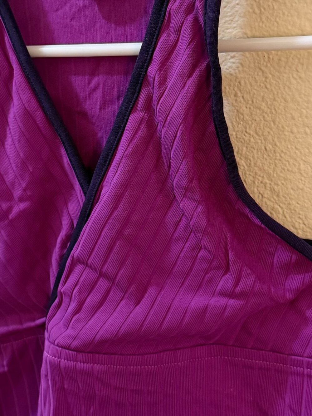 Purple Ribbed Wrap Front Workout Tank - Picture 6 of 6